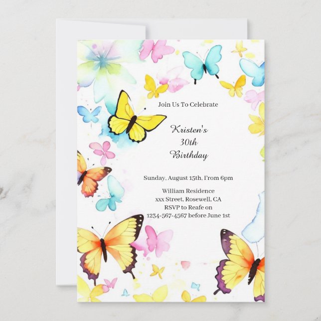 Invitación simple de cumpleaños (Anverso)