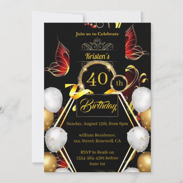 Invitación simple de cumpleaños (Anverso)