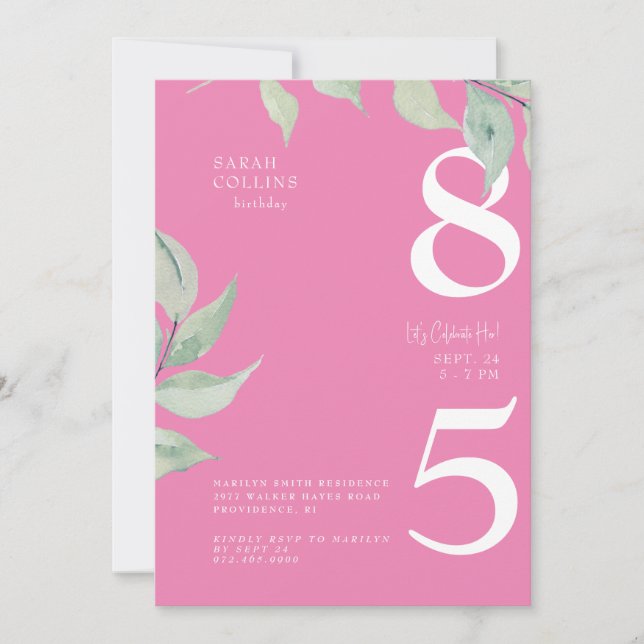 Invitación simple de cumpleaños 85 a la fiesta de  (Anverso)