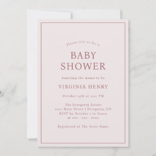 Invitación Simple de Cumpleaños de Bebé en Rosa Ru