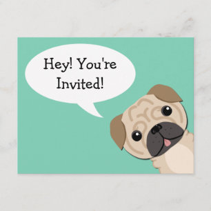 Invitación simple de cumpleaños de Pug