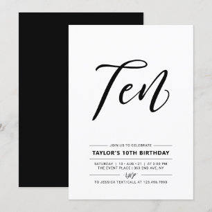 Invitación simple de cumpleaños número 10 para ado