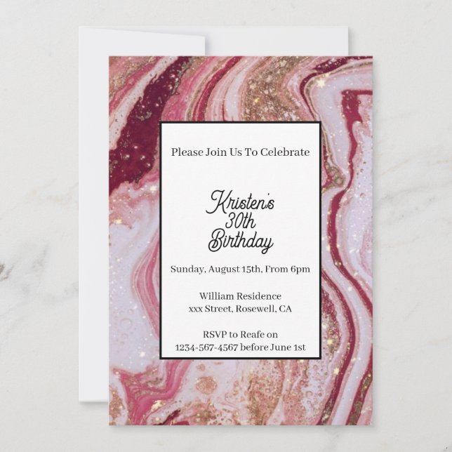 Invitación simple de cumpleaños rojo (Anverso)