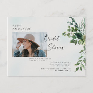 Invitación simple de ducha de novia con foto y fol