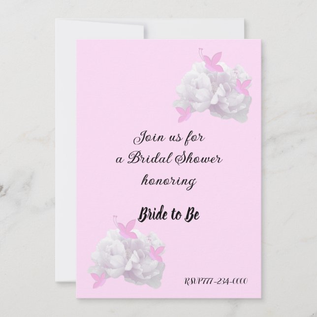 Invitación simple de ducha de novia con peonía (Anverso)