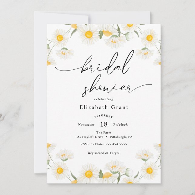 Invitación simple de ducha de novia por Wreath Wre (Anverso)