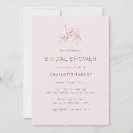Invitación simple de ducha de novia rosa