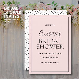 Invitación simple de ducha de novia rosa Rubor