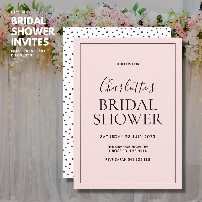 Invitación simple de ducha de novia rosa Rubor (Subido por el creador)