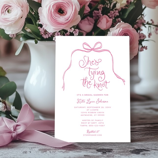 Invitación simple de ducha de novias con arco rosa (Shown on a 5" x 7" card)