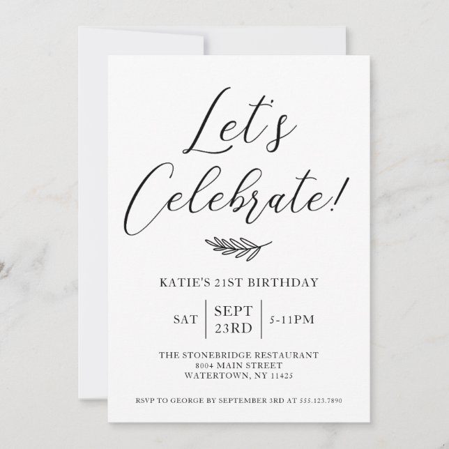 Invitación simple de fiesta de cumpleaños (Anverso)