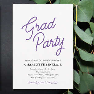 Invitación simple de fiesta de graduación con guió