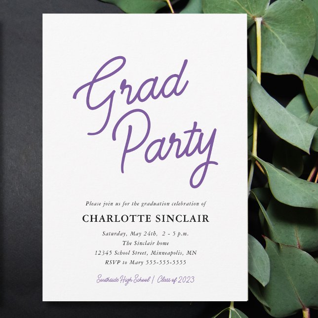 Invitación simple de fiesta de graduación con guió (Subido por el creador)