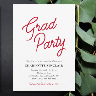 Invitación simple de fiesta de graduación con guió