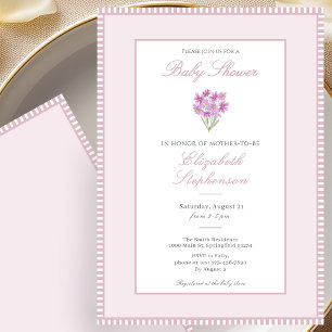 Invitación Simple de Flores Rosadas para Baby Show