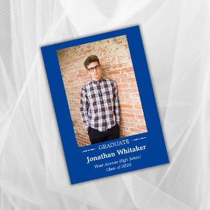 Invitación simple de graduación azul fotográfica c
