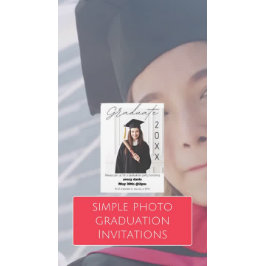 Invitación simple de graduación con foto en blanco