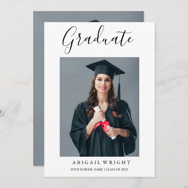 Invitación simple de graduación de fotografía (Anverso / Reverso)