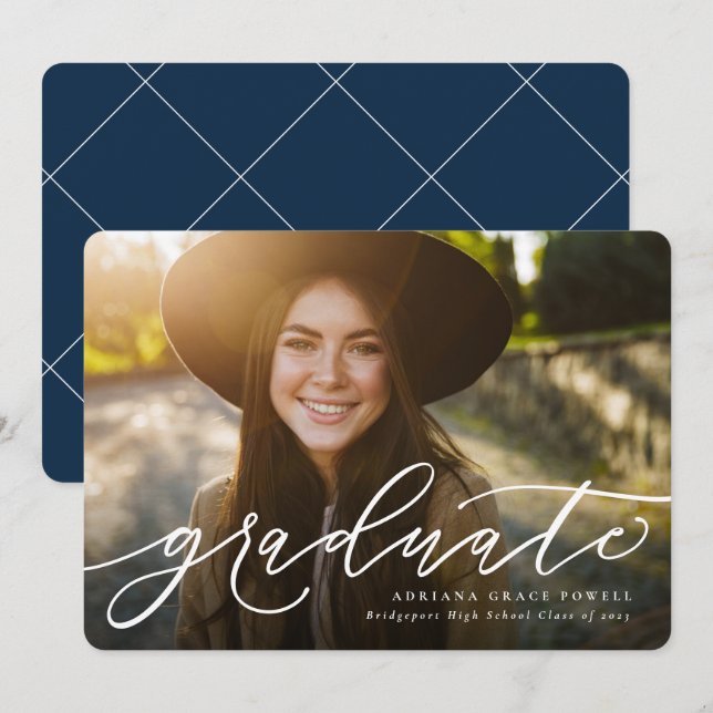 Invitación simple de graduación de fotos de la mar (Anverso / Reverso)