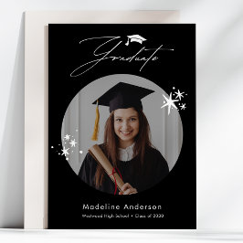 Invitación simple de graduación de fotos en blanco