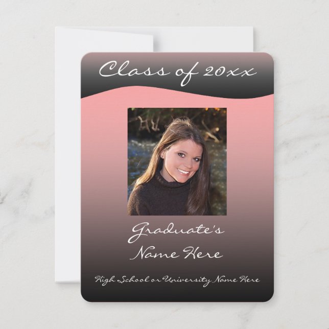 Invitación simple de graduación de ola negra y ros (Anverso)