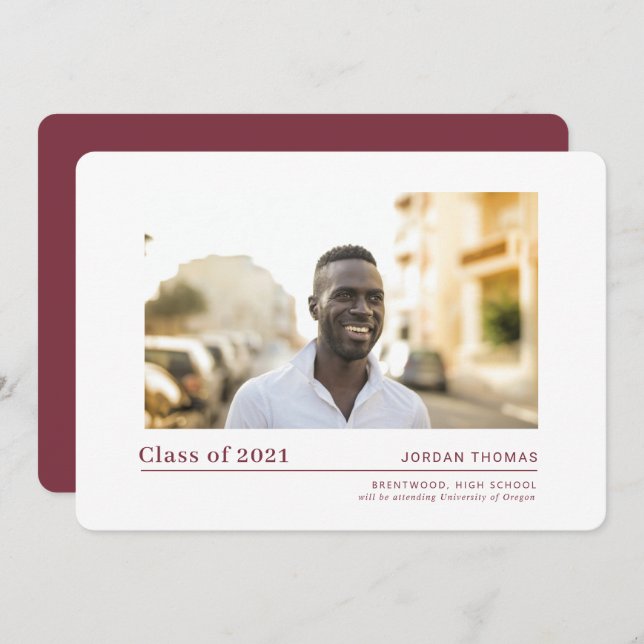 Invitación simple de graduación de secundaria (Anverso / Reverso)