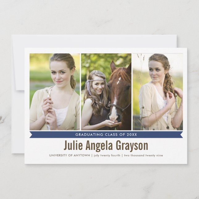 Invitación simple de graduación fotográfica Genius (Anverso)