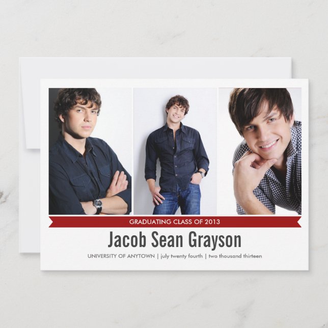 Invitación simple de graduación fotográfica Genius (Anverso)