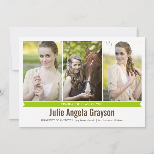 Invitación simple de graduación fotográfica Genius (Anverso)