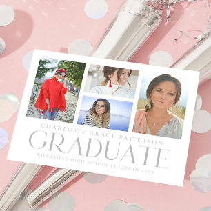 Invitación simple de graduación multifoto de scrip