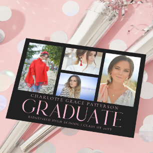 Invitación simple de graduación multifoto de scrip