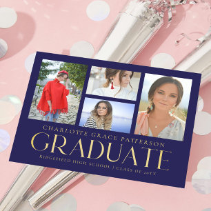 Invitación simple de graduación multifoto de scrip