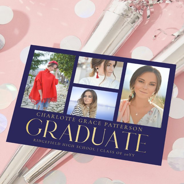 Invitación simple de graduación multifoto de scrip (Subido por el creador)