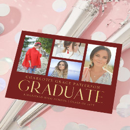 Invitación simple de graduación multifoto de scrip
