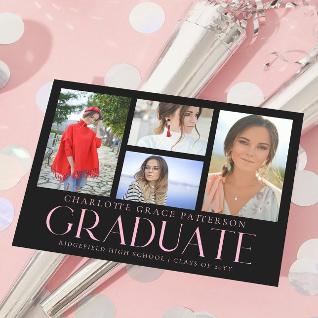 Invitación simple de graduación multifoto de scrip (Subido por el creador)