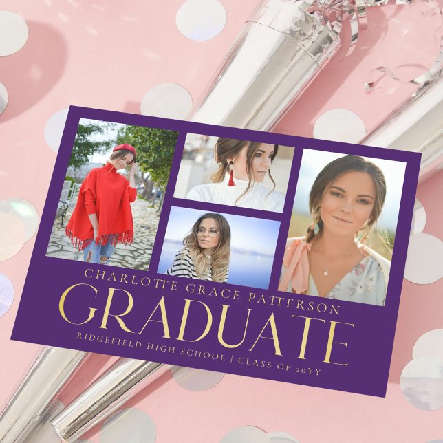Invitación simple de graduación multifoto de scrip (Subido por el creador)