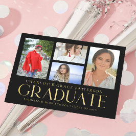 Invitación simple de graduación multifoto de scrip