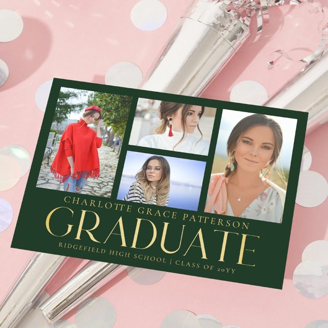 Invitación simple de graduación multifoto de scrip (Subido por el creador)