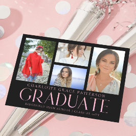 Invitación simple de graduación multifoto de scrip