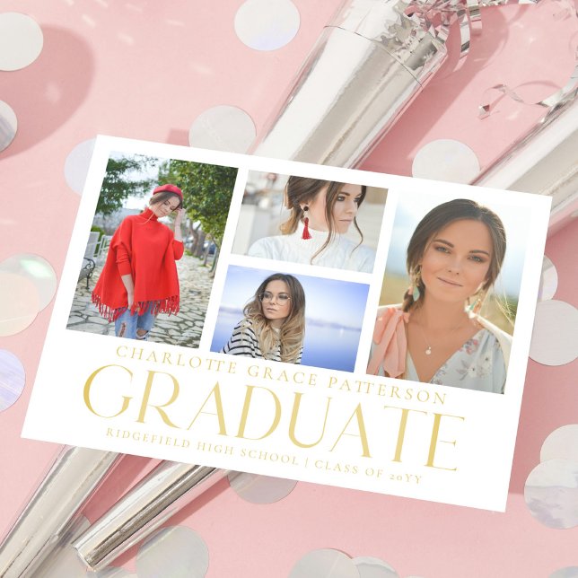 Invitación simple de graduación multifoto de scrip (Subido por el creador)