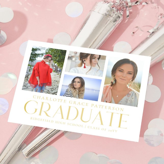 Invitación simple de graduación multifoto de scrip (Subido por el creador)