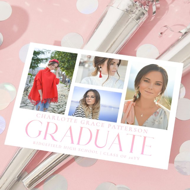 Invitación simple de graduación multifoto de scrip (Subido por el creador)