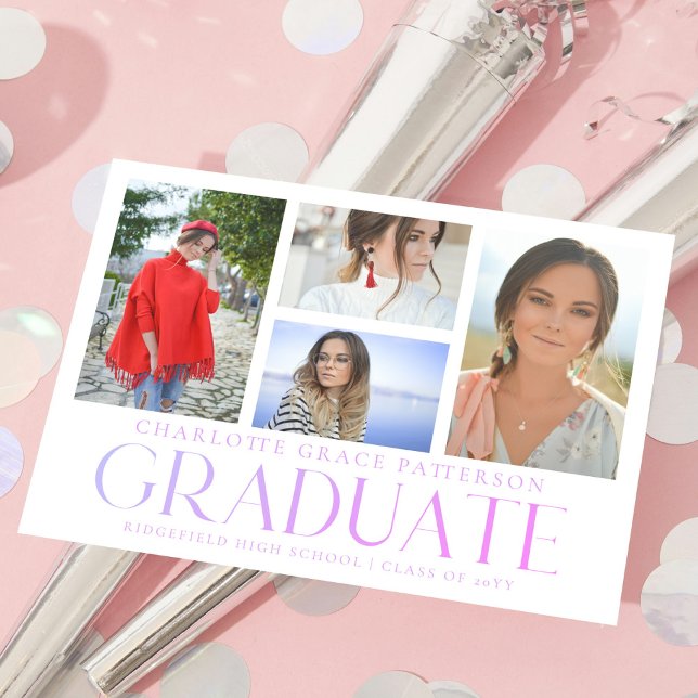 Invitación simple de graduación multifoto de scrip (Subido por el creador)