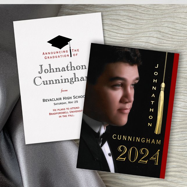 Invitación simple de graduación roja moderna (Subido por el creador)