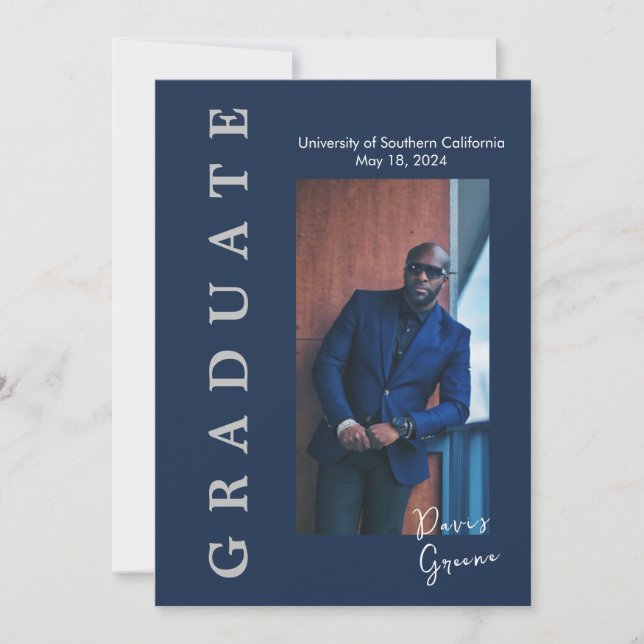 Invitación simple de graduados de fotos de la Mari (Anverso)