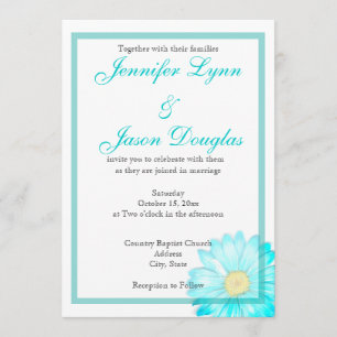 Invitación simple de la boda de la margarita verde