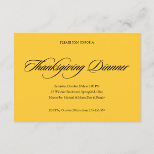 Invitación simple de la cena de la acción de