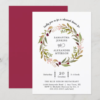 Invitación simple de la cena del ensayo de la boda