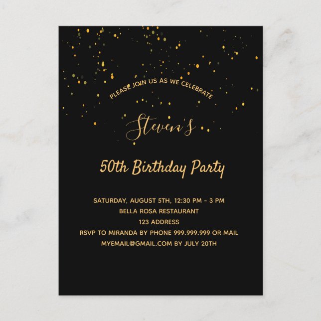 Invitación simple de la fiesta de cumpleaños del o (Anverso)