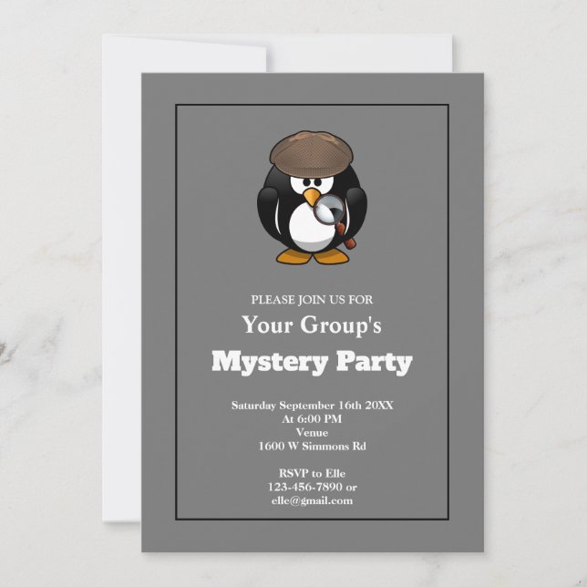 Invitación simple de la fiesta del misterio blanco (Anverso)